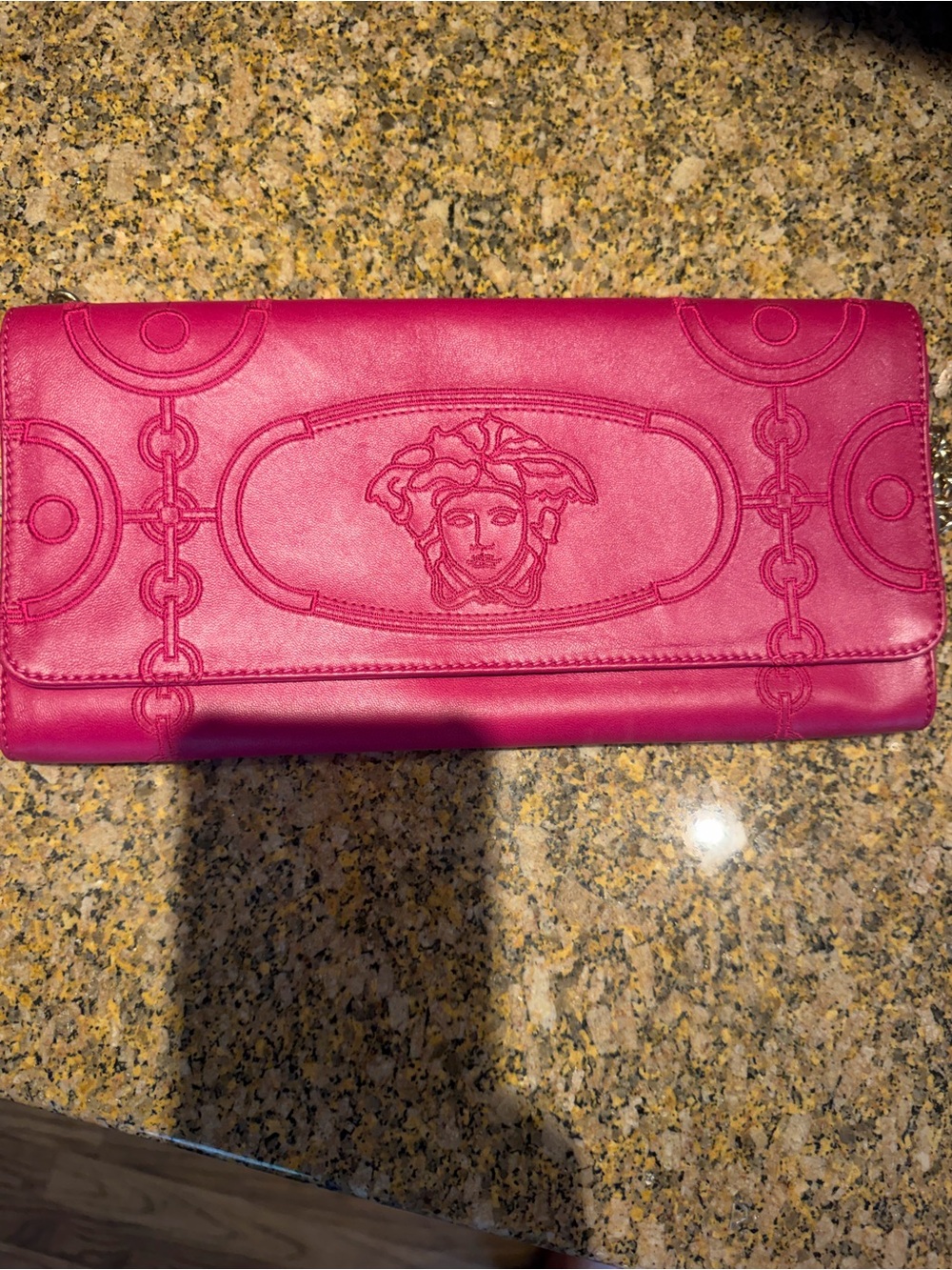 Versace Hot Pink Leather Medusa Chain-Handle Clutch - Picture 9 of 10